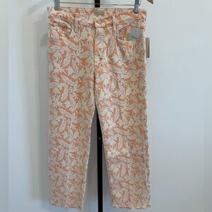 NWT MOTHER The Mid Rise Rambler Zip Ankle in Coral Reef Sz29 Coastal Beach Casua